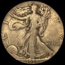 1938-D Silver Walking Liberty Half Dollar LIGHTLY CIRCULATED