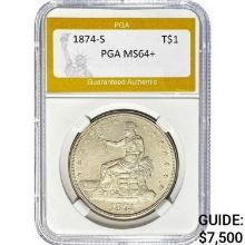 1874-S Trade Dollar PGA MS64+  MS64+