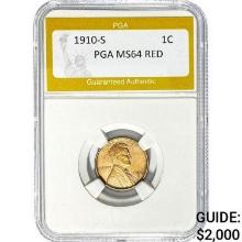1910-S Lincoln Cent PGA MS64 RED  MS64