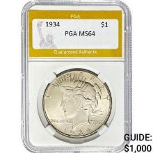 1934 Peace Dollar PGA MS64  MS64