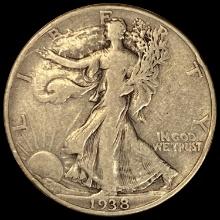 1938-D Silver Half Dollar Walking Liberty LIGHTLY CIRCULATED