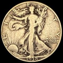1938-D Silver Walking Liberty Half Dollar LIGHTLY CIRCULATED