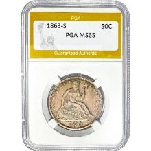 1863-S Seated Liberty Half Dollar PGA MS65  MS65