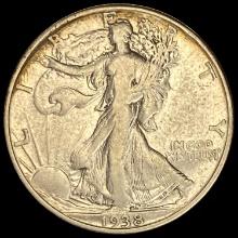 1938-D Silver Walking Liberty Half Dollar LIGHTLY CIRCULATED