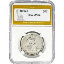 1866-S Seated Liberty Half Dollar PGA MS  MS64