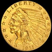 1911 Indian Head Gold $2.50 Quarter Eagle UNCIRCULATED