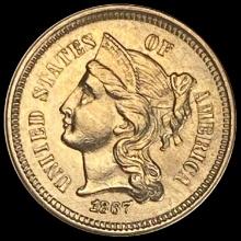 1867 Nickel Three-Cent Piece NEARLY UNCIRCULATED