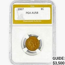 1867 Indian Head Cent PGA AU58