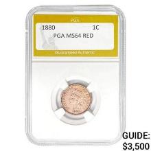 1880 1C Indian Head Cent PGA MS64 RED  PR/MS65-70 DCAM