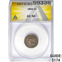1863 Indian Head Cent ANACS AU50