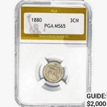 1880 Nickel Three Cent PGA MS65