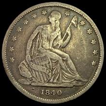 1840 Seated Liberty Half Dollar LIGHTLY CIRCULATED