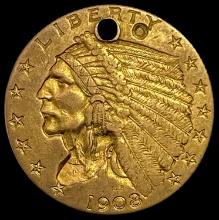 1908 Indian Head $2.5 Gold Quarter Eagle NICELY CIRCULATED