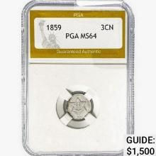 1859 Nickel Three Cent PGA MS64