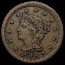1849 Braided Hair Large Cent LIGHTLY CIRCULATED