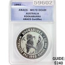 1993 Silver Australia Kookaburra ANACS MS70 DCAM