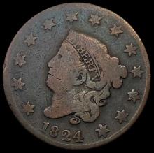 1824 Coronet Head Large Cent NICELY CIRCULATED