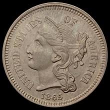 1865 Three-Cent Nickel CHOICE AU