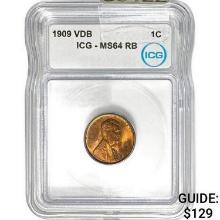 1909 VDB Wheat Cent ICG MS64