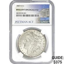 1887-O Morgan Silver Dollar NGC BRILLANTUNC