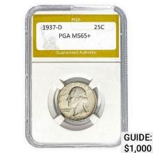 1937-D Jefferson Quarter PGA MS65+