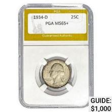 1934-D Jefferson Quarter PGA MS65+