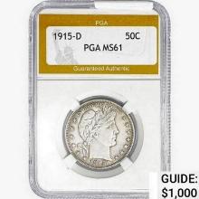 1915-D Barber Half Dollar PGA MS61