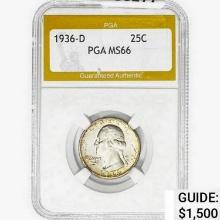 1936-D Washington Silver Quarter PGA MS66