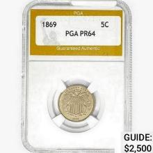 1869 Shield Nickel PGA PR64