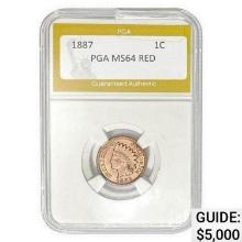 1887 Indian Head Cent PGA MS64 RED  PR70 DCAM