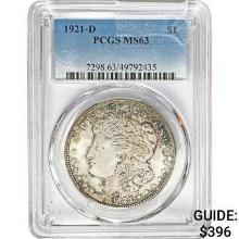 1921-D Morgan Silver Dollar PCGS MS63