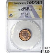 1909 Indian Head Cent ANACS PF64 RB