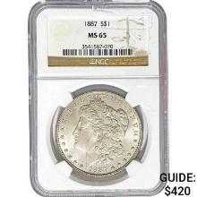 1887 Morgan Silver Dollar NGC MS65