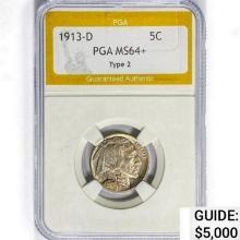 1913-D Buffalo Nickel PGA MS64+ Type 2