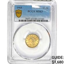 1905 $2.50 Gold Quarter Eagle PCGS MS63