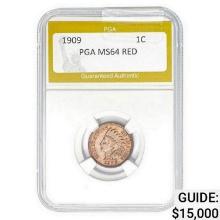 1909 Indian Head Cent PGA MS64 RED  MS63 PL