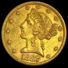 1887-S Liberty Head Half Eagle CLOSELY UNCIRCULATED