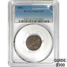 1892 Indian Head Cent PCGS MS63 BN