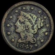 1847 Braided Hair Large Cent NICELY CIRCULATED