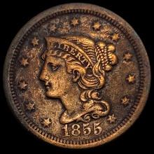 1855 Braided Hair Large Cent LIGHTLY CIRCULATED