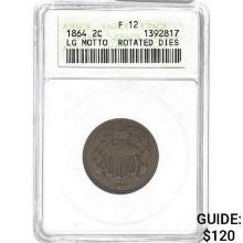 1864 Two Cent Piece ANACS F12