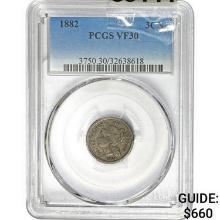 1882 Nickel Three Cent PCGS VF30