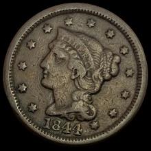1844 Braided Hair Large Cent LIGHTLY CIRCULATED