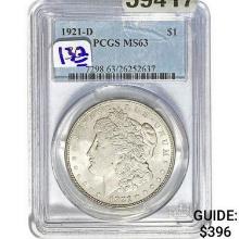 1921-D Morgan Silver Dollar PCGS MS63