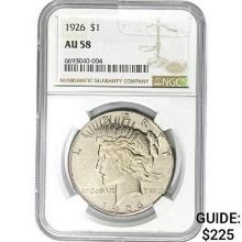 1926 Silver Peace Dollar NGC AU58