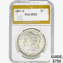 1891-O Morgan Silver Dollar PGA MS63