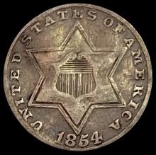 1854 Three-Cent Silver Piece LIGHTLY CIRCULATED