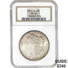 1881-S Morgan Silver Dollar NGC MS64
