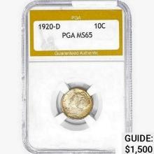 1920-D Mercury Silver Dime PGA MS65