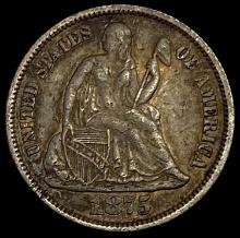 1875-S Seated Liberty Dime NEARLY UNCIRCULATED